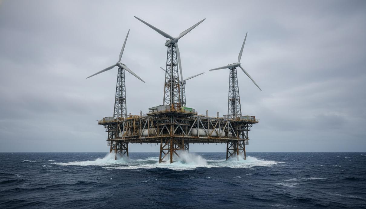 Стальная плавучая платформа для ветряной турбины в открытом море среди волн