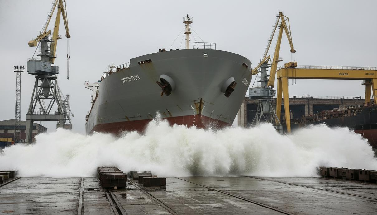 В Румынии спустили на воду корпус нового кабелеукладчика NKT Eleonora Спуск на воду стального корпуса крупного кабелеукладочного судна на верфи в Тульче.