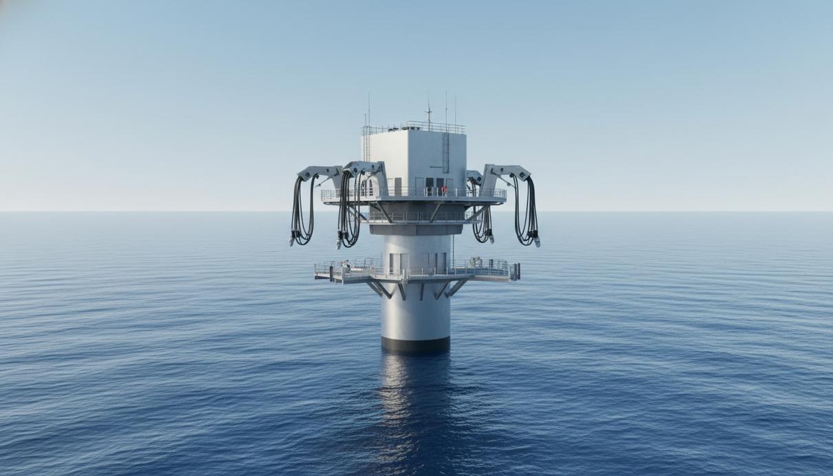 Автономная морская зарядная станция на базе металлической моноопоры в открытом море