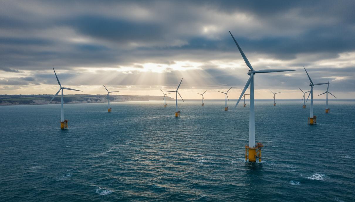 TotalEnergies запрашивает разрешение на ВЭС в Нормандии за 4,5 млрд евро Морские ветряные турбины в открытом море у побережья Нормандии во Франции